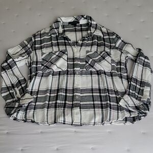 Sanctuary Black and White Plaid Button Down Shirt